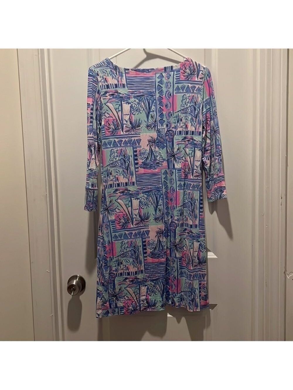 Lily Pulitzer Long Sleeved Blue and Pink Dress with Sail Boats size small - Picture 7 of 7